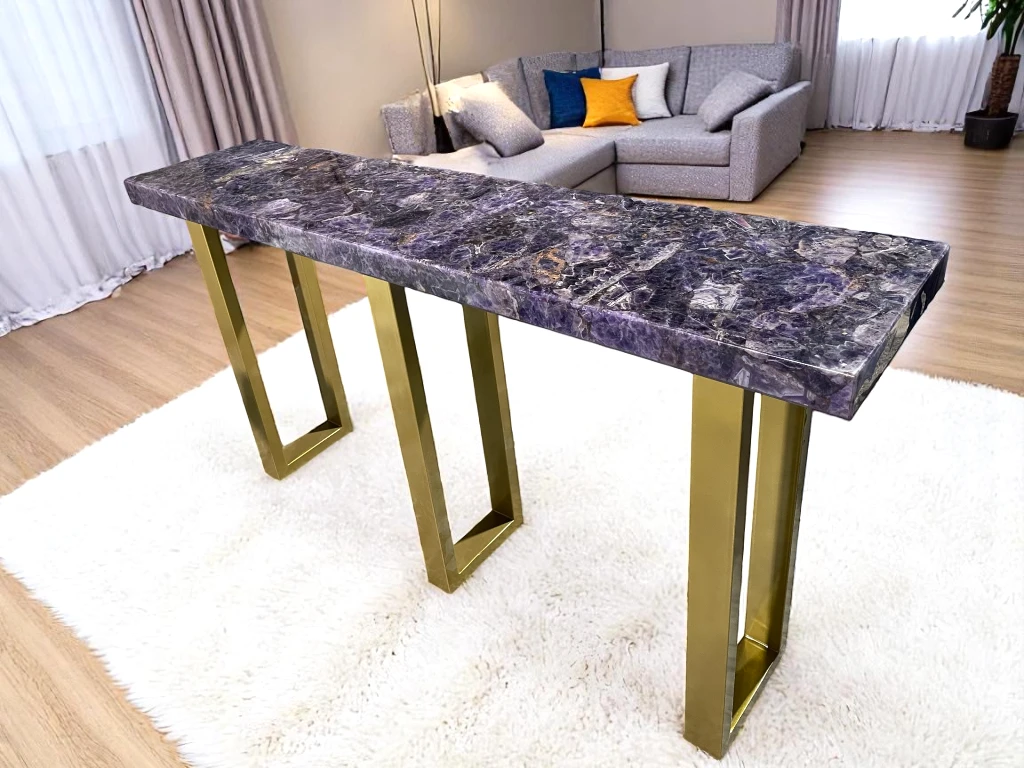 Amethyst Living Room Dining Table Crystal Gemstone Art Decor